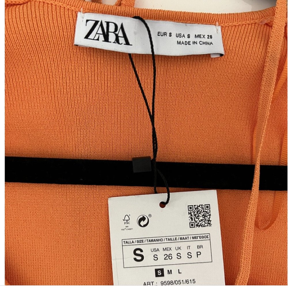 ZARA WOMAN ORANGE STRETCH CUT OUT KNIT BODYSUIT - Picture 11 of 16